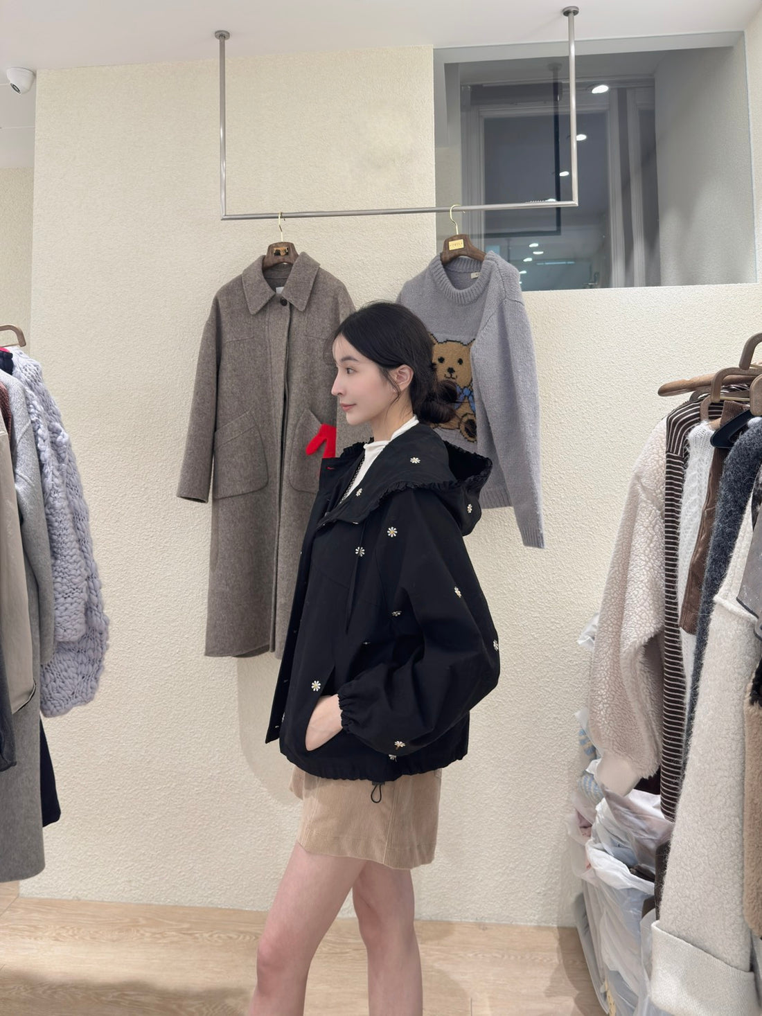 小雛菊刺繡連帽外套