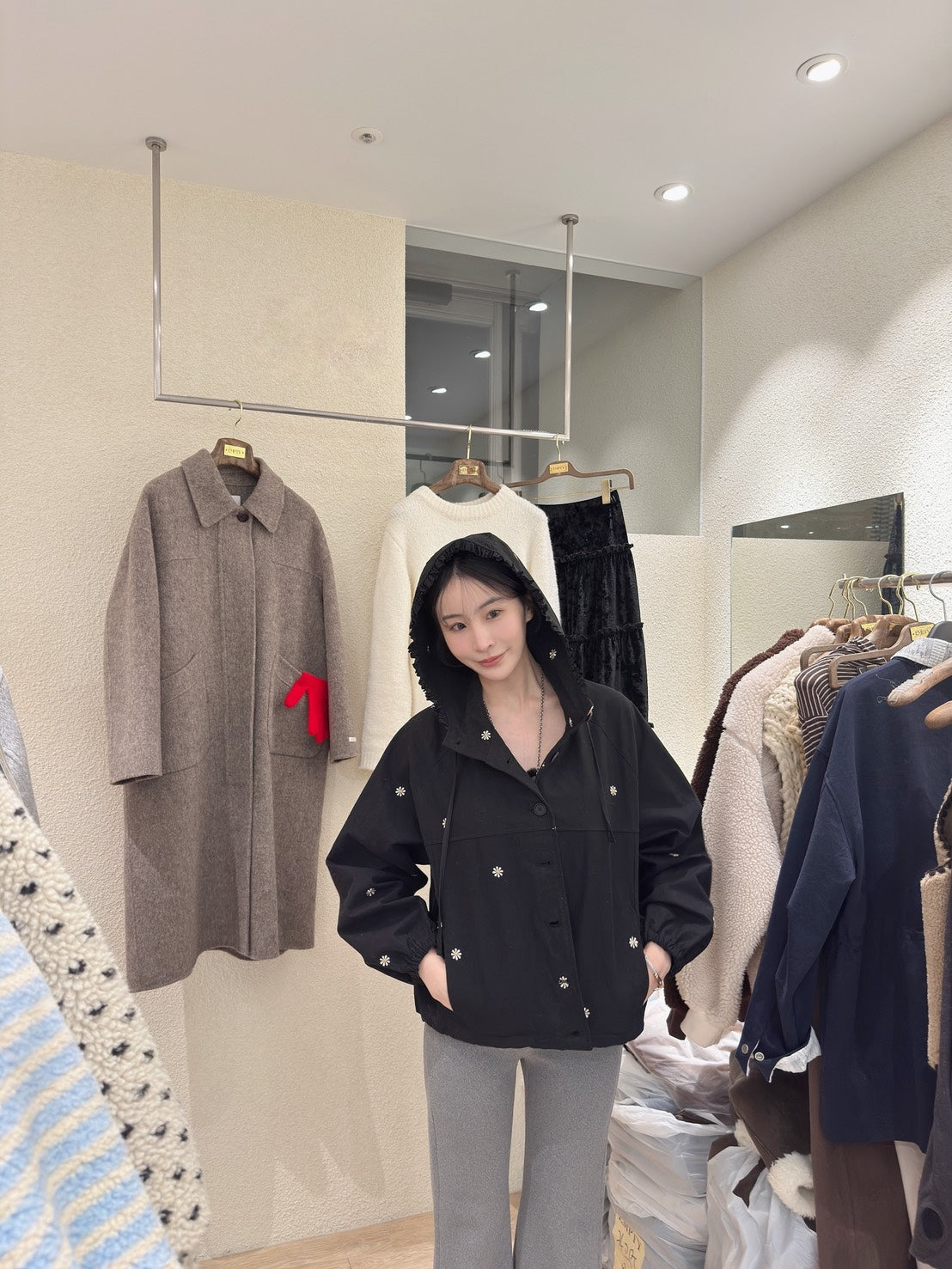 小雛菊刺繡連帽外套