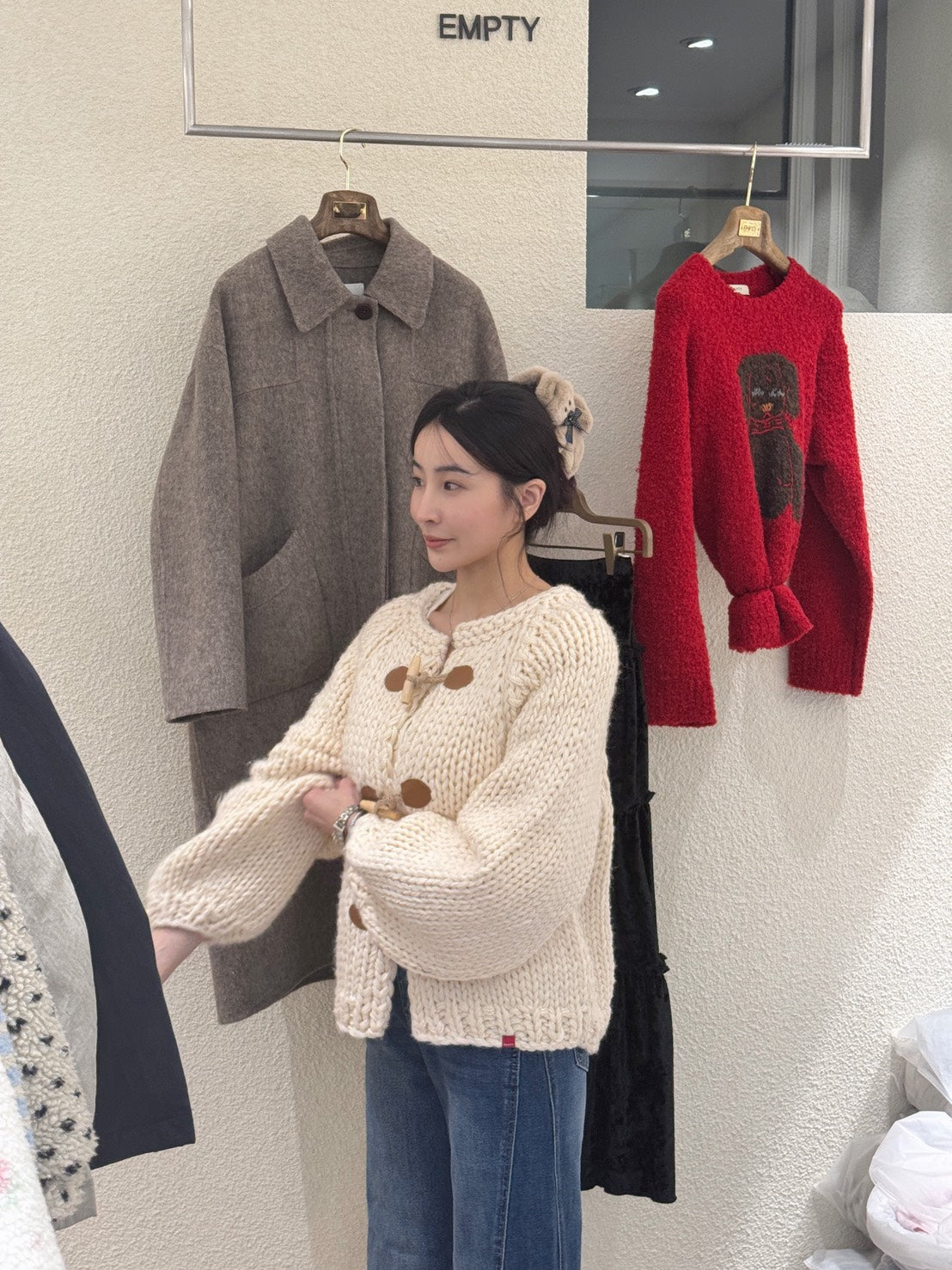 牛角扣羊毛針織外套