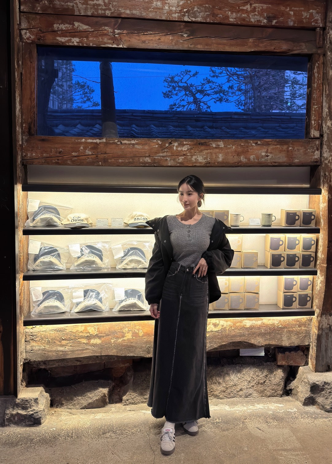 水洗黑魚尾牛仔裙