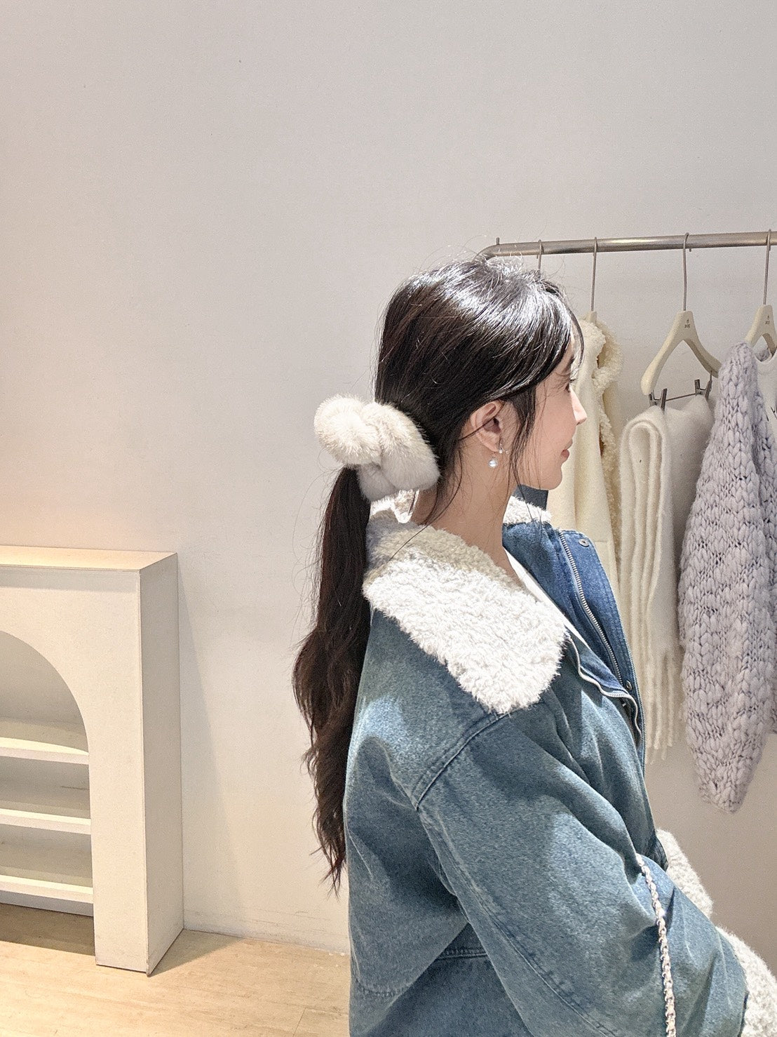 羊羔毛牛仔羽絨外套