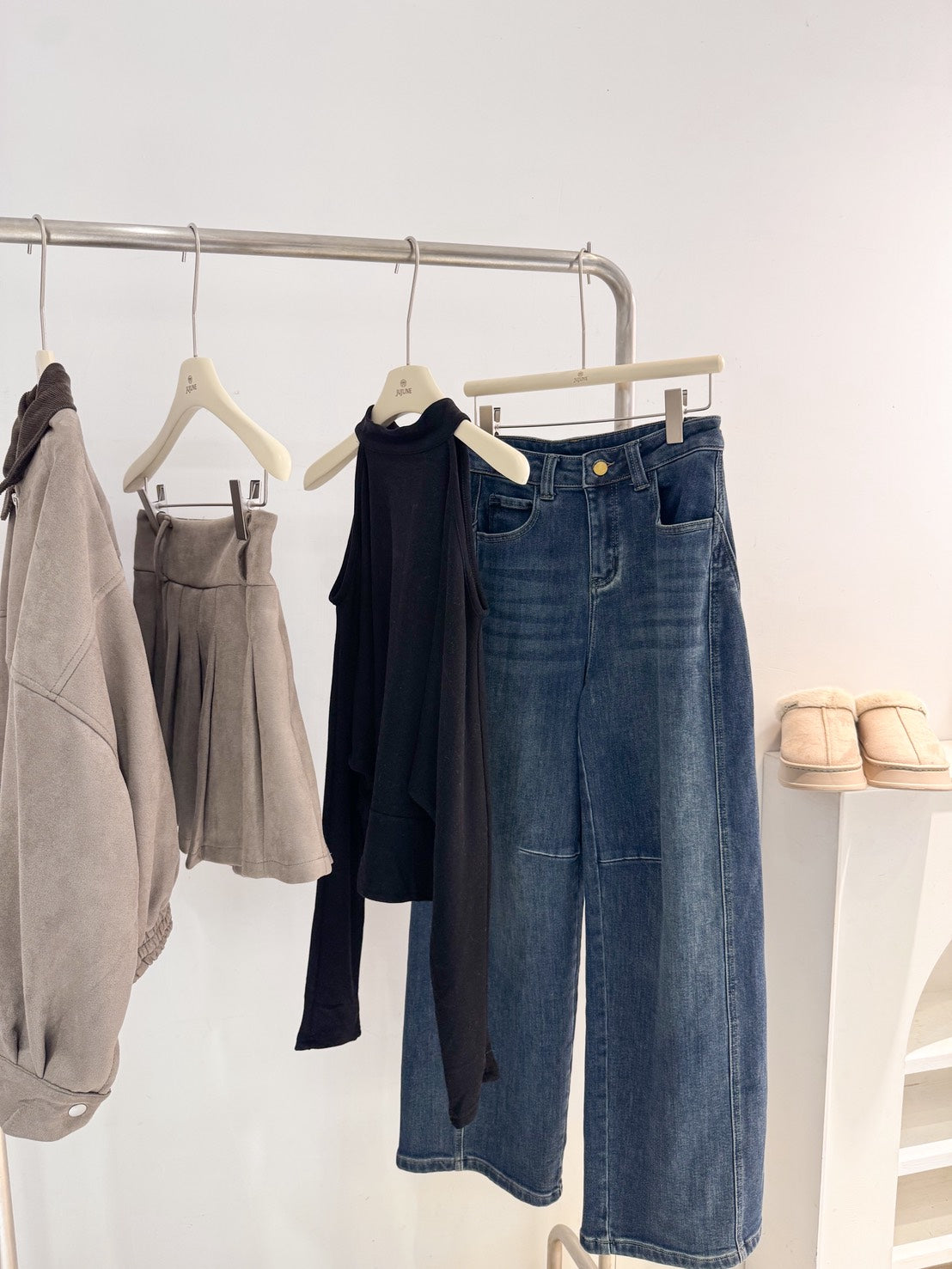 必收款 QQ刷絨彎刀牛仔褲