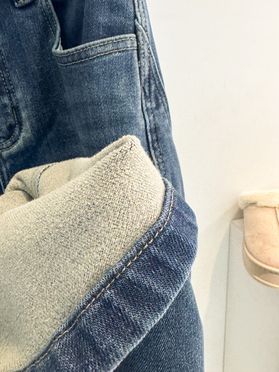 必收款 QQ刷絨彎刀牛仔褲