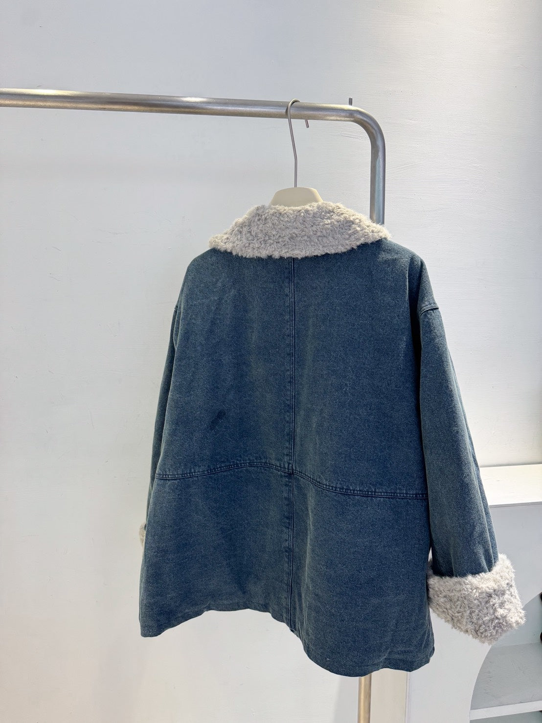 羊羔毛牛仔羽絨外套