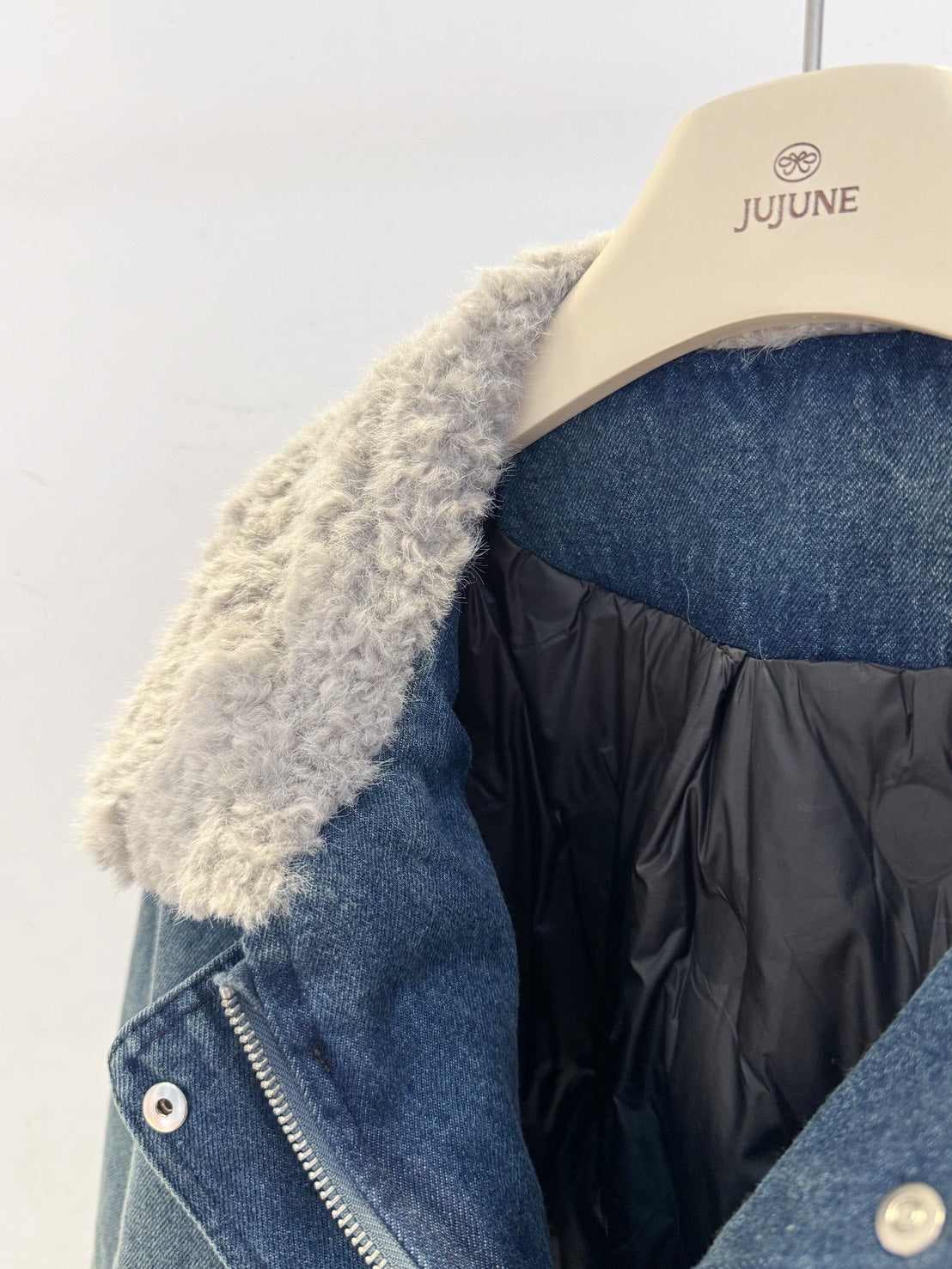 羊羔毛牛仔羽絨外套