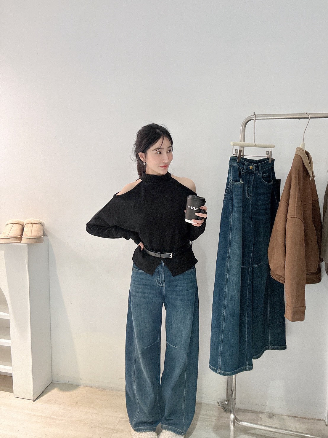 必收款 QQ刷絨彎刀牛仔褲