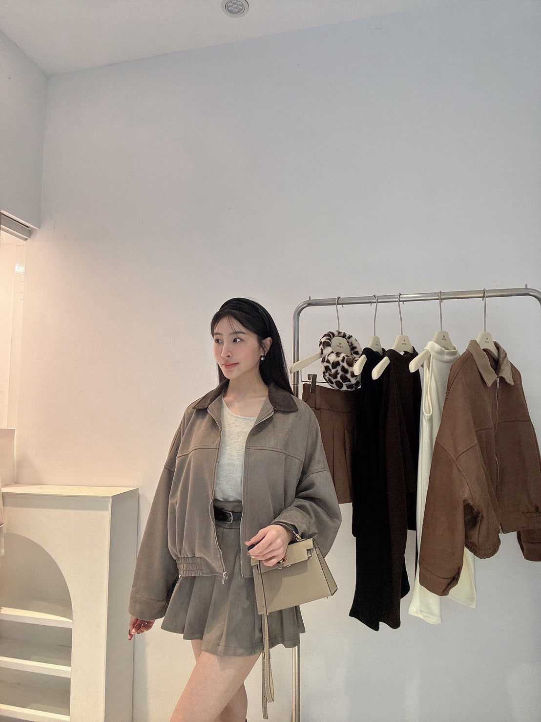 超柔軟麂皮百褶裙