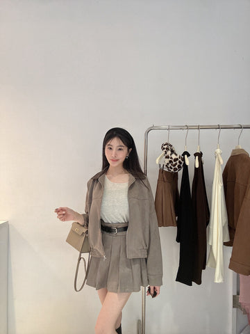 超柔軟麂皮百褶裙