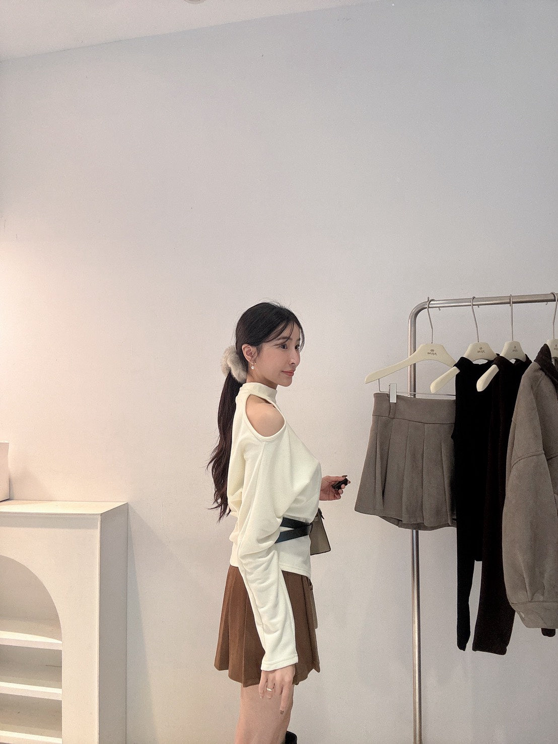 超柔軟麂皮百褶裙