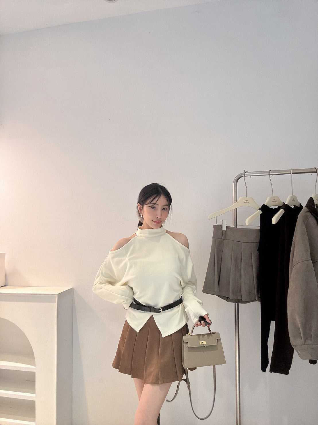 超柔軟麂皮百褶裙