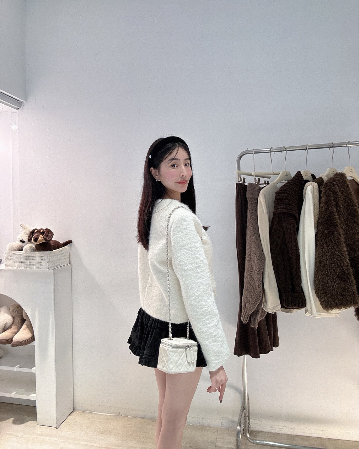 銀扣小香風毛呢外套