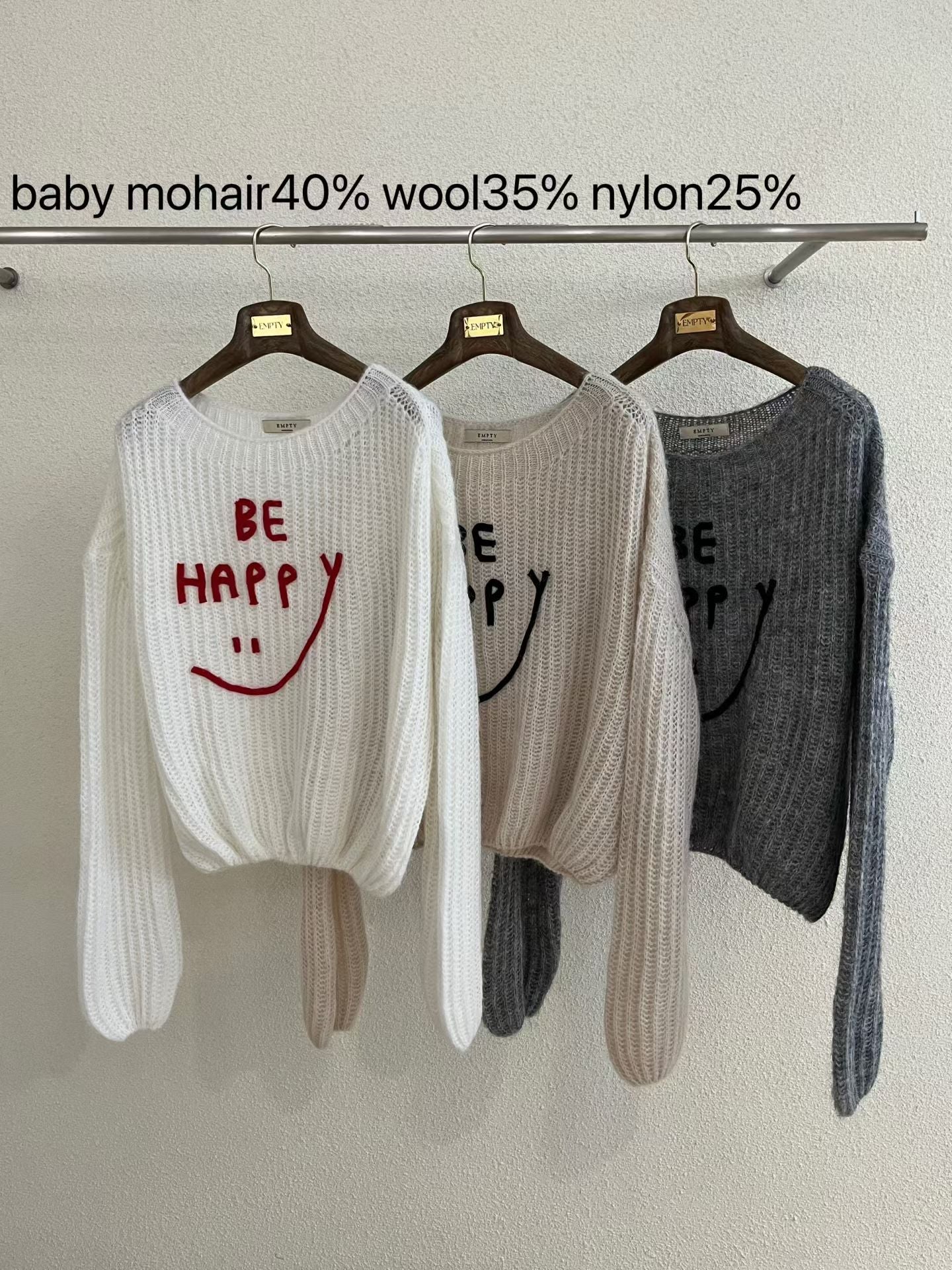 笑臉刺繡羊毛針織衫