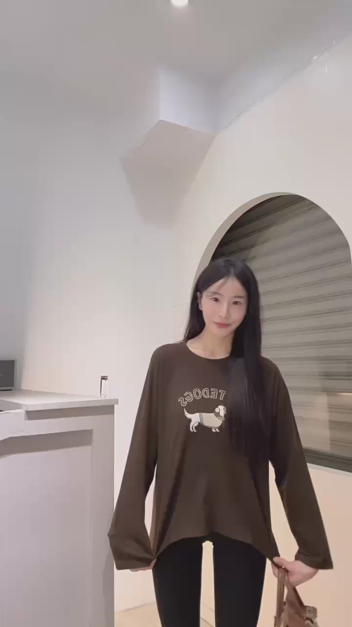 蛋白絨狗勾刺繡上衣