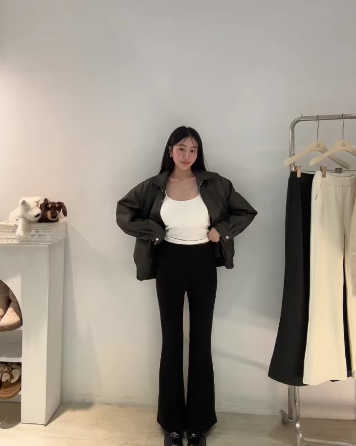 仿舊鋪棉皮革外套