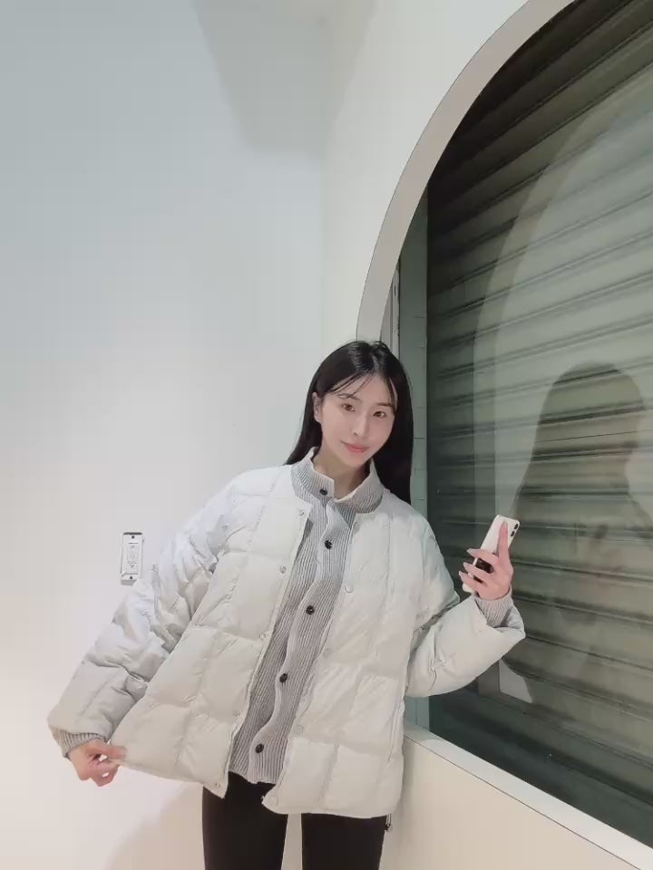 拼接立領假兩件羽絨外套